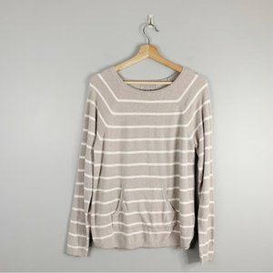 Barefoot Dreams Crew Neck Pullover Sweater Pocket Chic Ultra Stripe Medium M